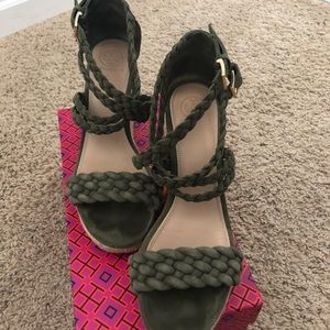Tory Burch Olive Green Wedges
